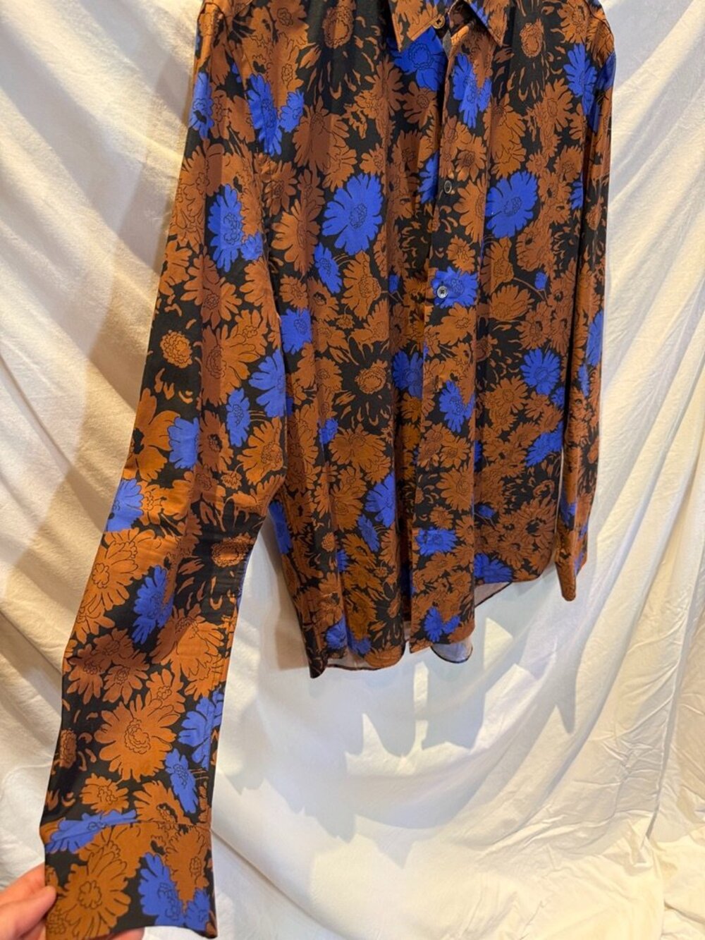 Paul Smith Made in Italy Floral Shirt Men's M Brown Orange Blue Designer - Picture 2 of 12